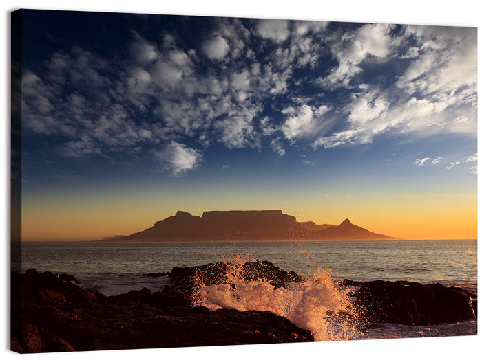 Table Mountain Sunset Silhouette Wall Art as a canvas print