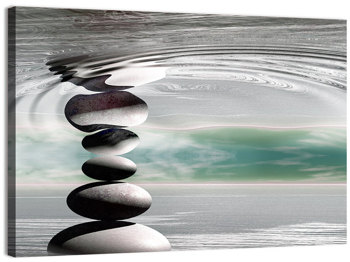 Zen Stones Reflection Wall Art as a canvas print