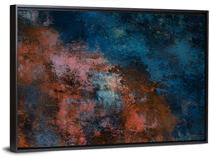 Blue to Rust Color Field Wall Art as a framed canvas