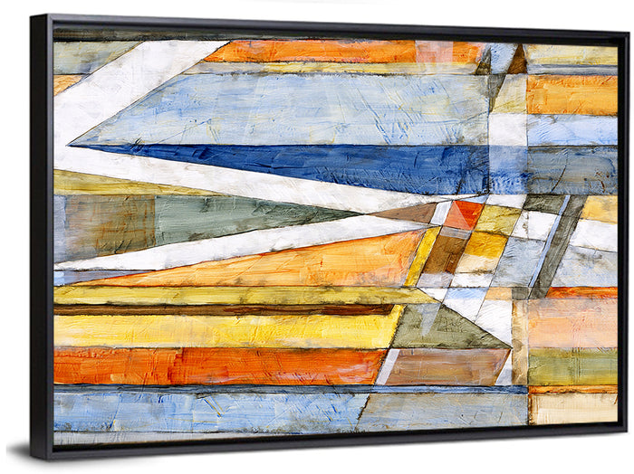 Layered Geometric Abstract with Diagonal Band Wall Art as a framed canvas