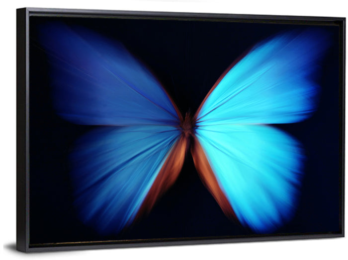 Blue Butterfly Macro Study Wall Art as a framed canvas