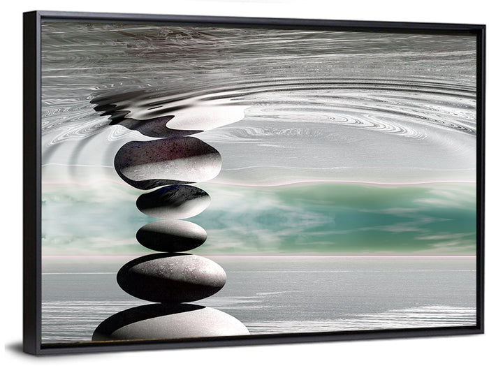 Zen Stones Reflection Wall Art as a framed canvas