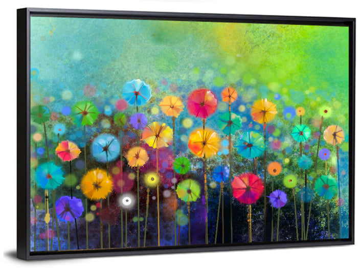 Dreamy Wildflower Watercolor Wall Art as a framed canvas