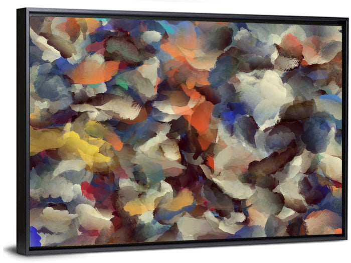 Colorful Brushstroke Composition Wall Art as a framed canvas