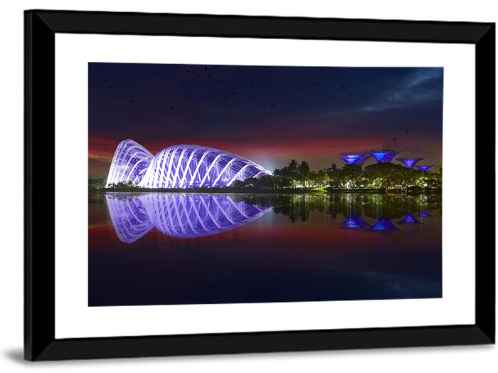 Gardens by the Bay Night Reflection Wall Art as a framed print