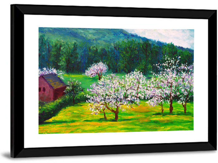 Plum Blossom Illustration Wall Art as a framed print