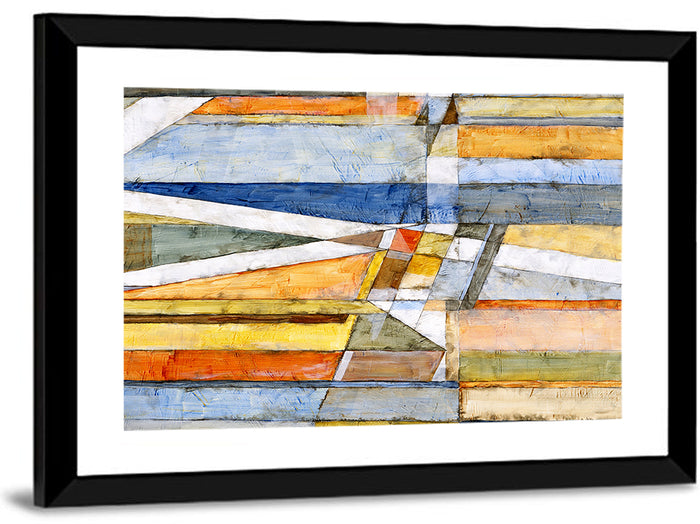 Layered Geometric Abstract with Diagonal Band Wall Art as a framed print