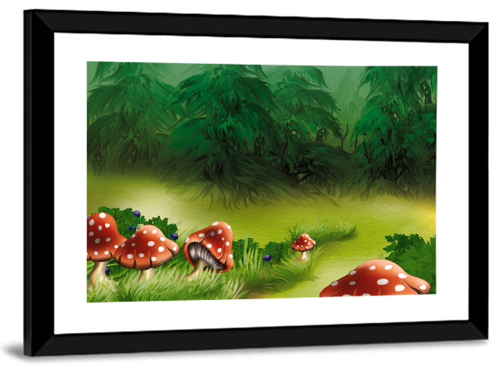 Fly Agarics Illustration Wall Art as a framed print