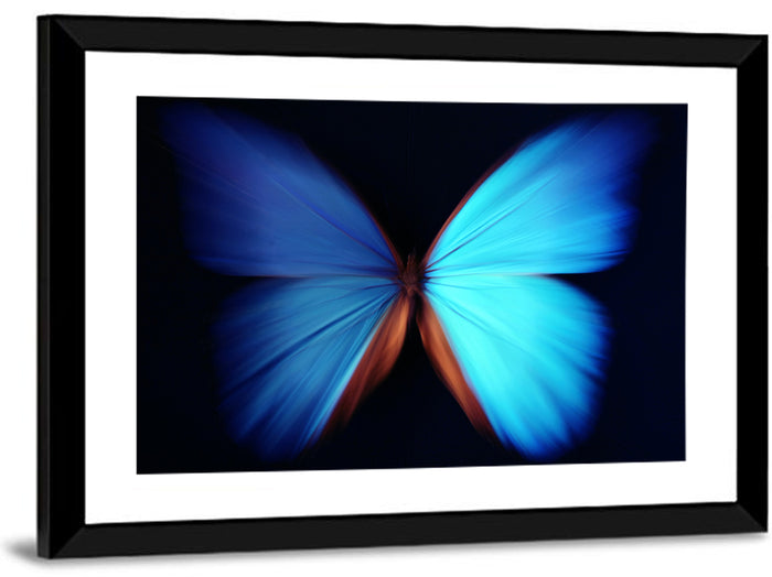 Blue Butterfly Macro Study Wall Art as a framed print