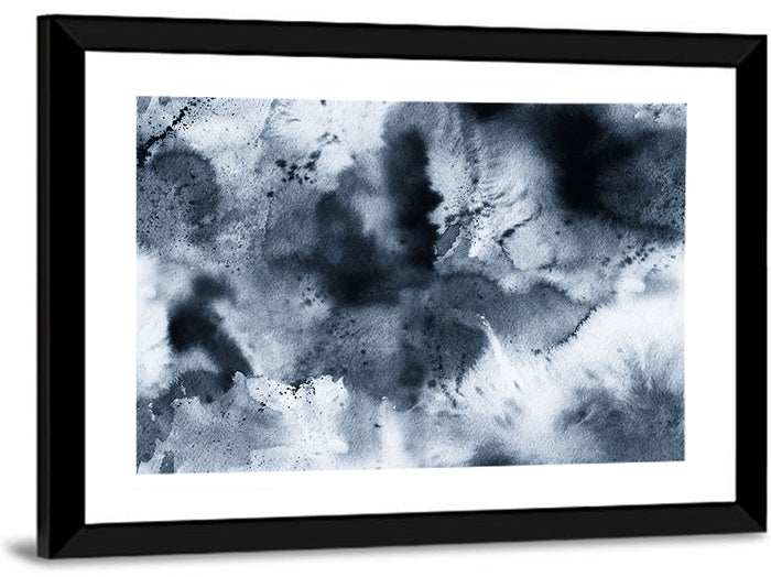 Blue Ink Wash Cloud Pattern Wall Art as a framed print