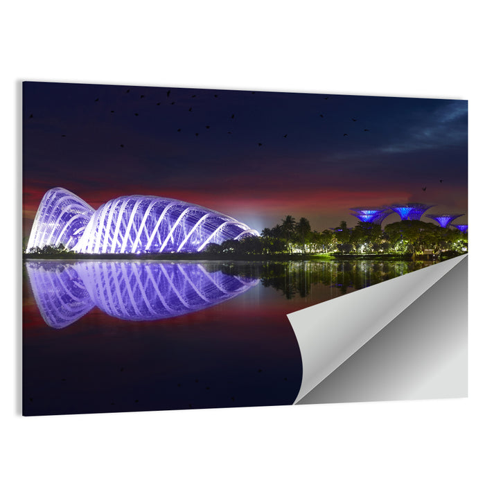 Gardens by the Bay Night Reflection Wall Art as a poster print