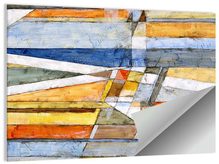 Layered Geometric Abstract with Diagonal Band Wall Art as a poster print