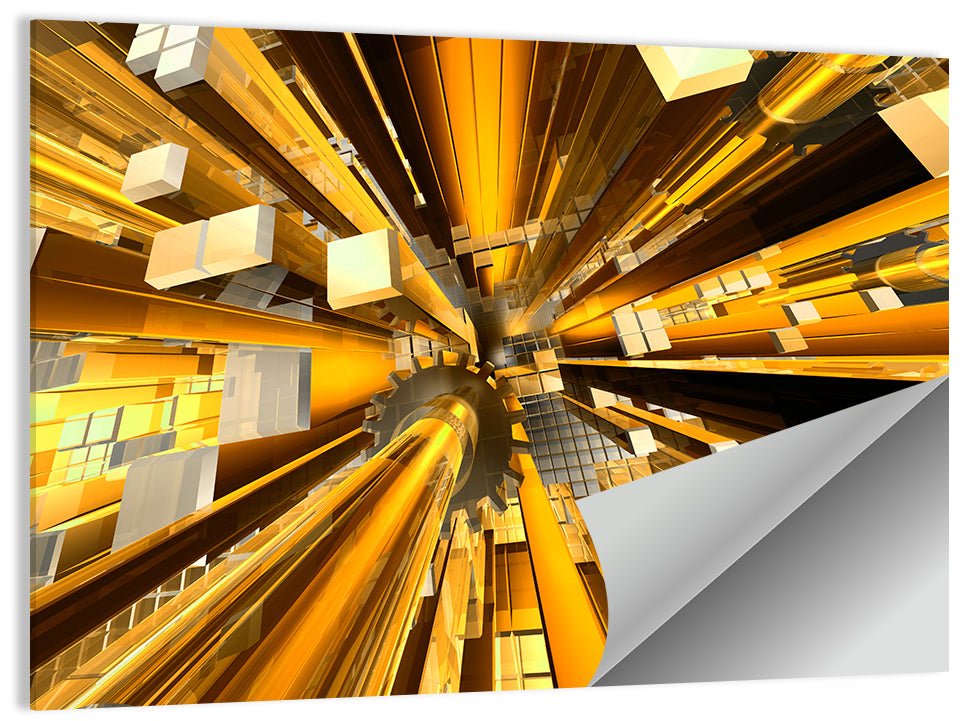 Golden Highway Abstraction Wall Art