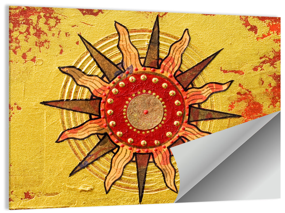 Golden Sunburst Mandala Wall Art