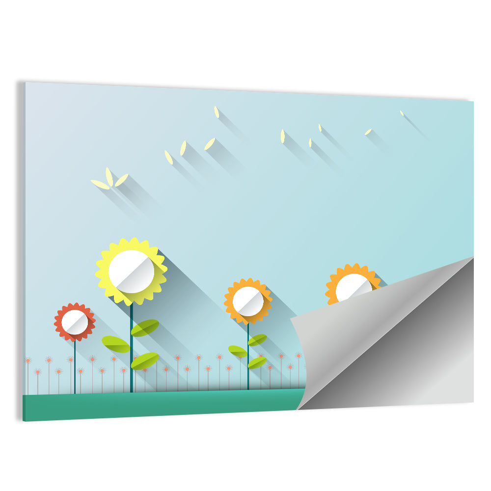 Layered Paper Flowers Illustration Wall Art