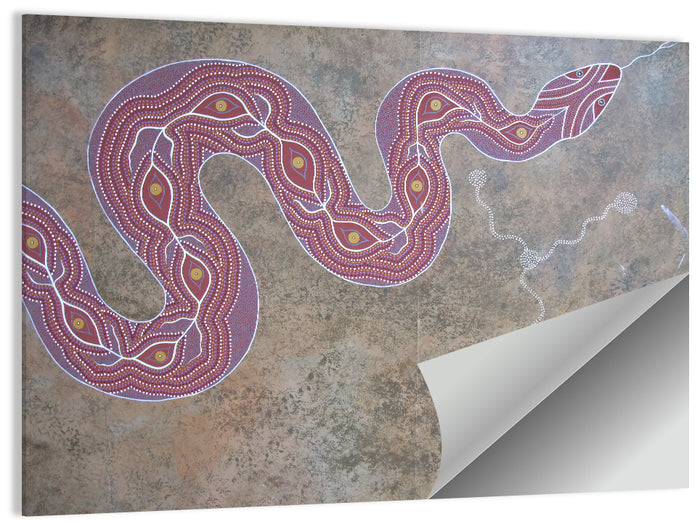 Indigenous Serpent Dot Painting Wall Art as a poster print
