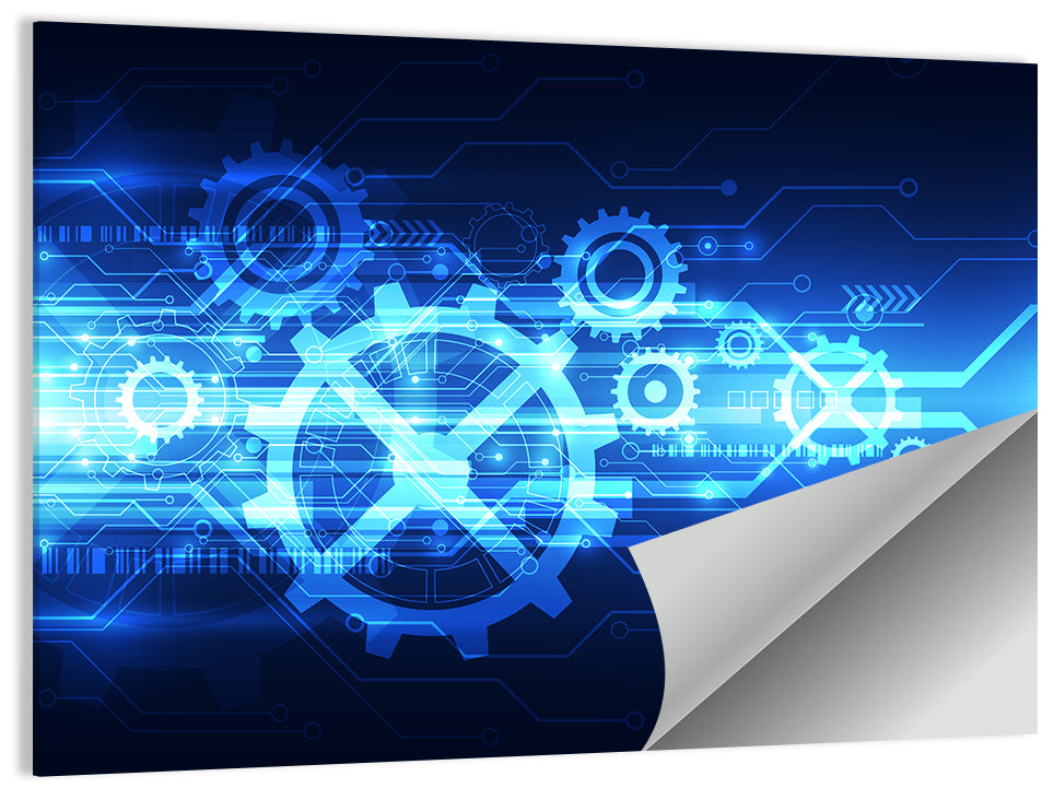 Central Gear Technology Abstract Wall Art