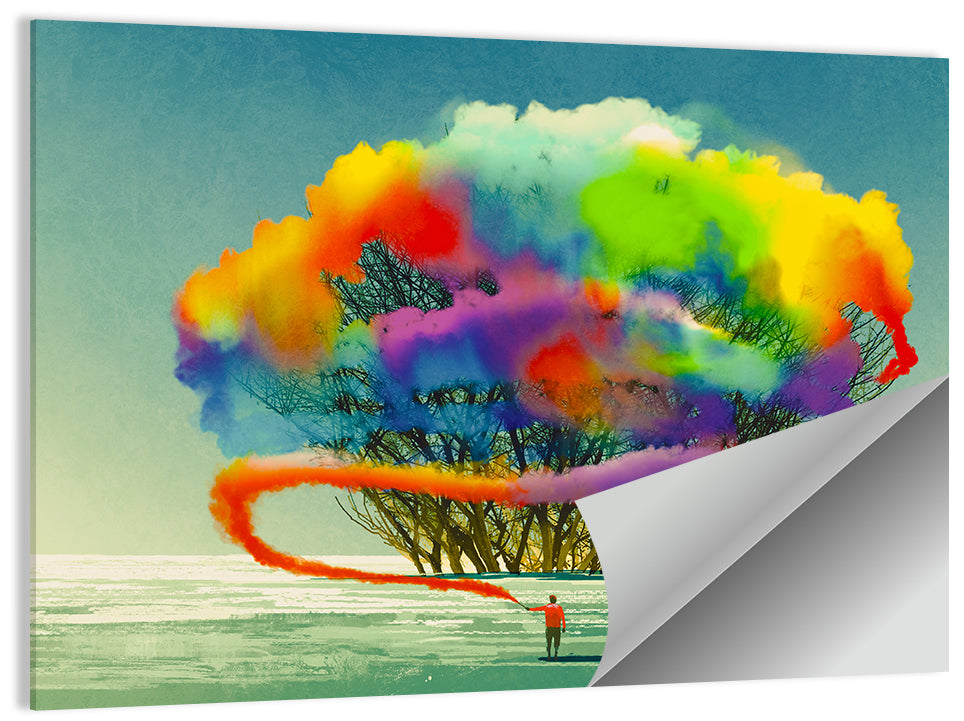 Tree with Smoke Flare Wall Art