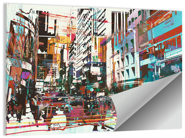 Blurred City Street Illustration Wall Art as a poster print