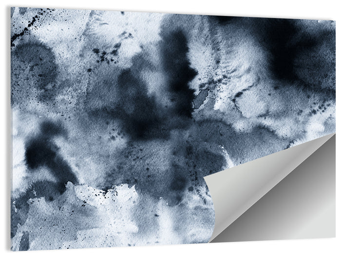 Blue Ink Wash Cloud Pattern Wall Art as a poster print