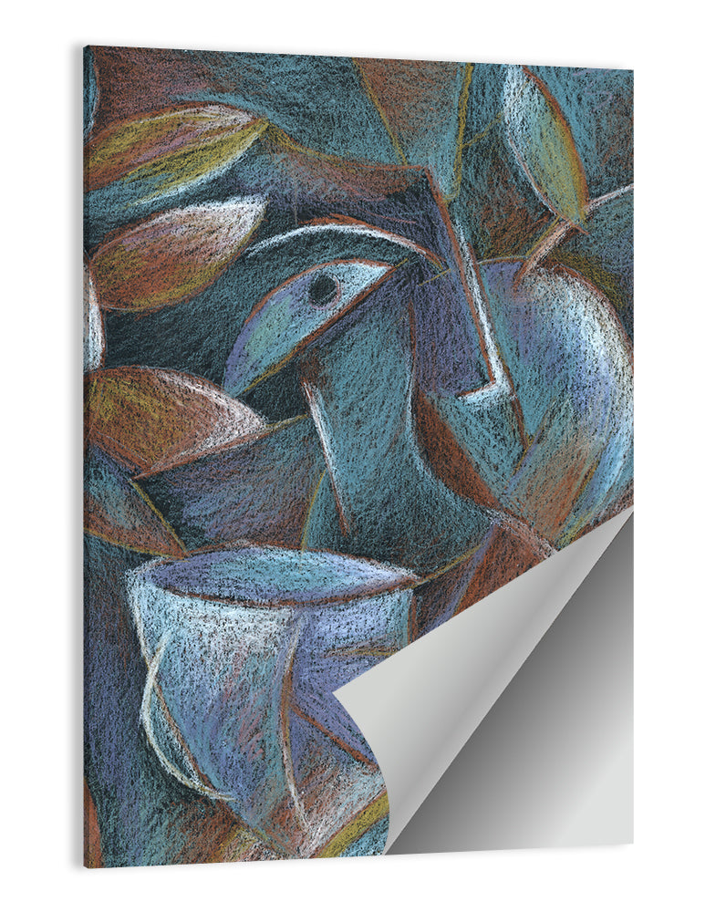 Cubist Pastel Cup and Leaves Wall Art