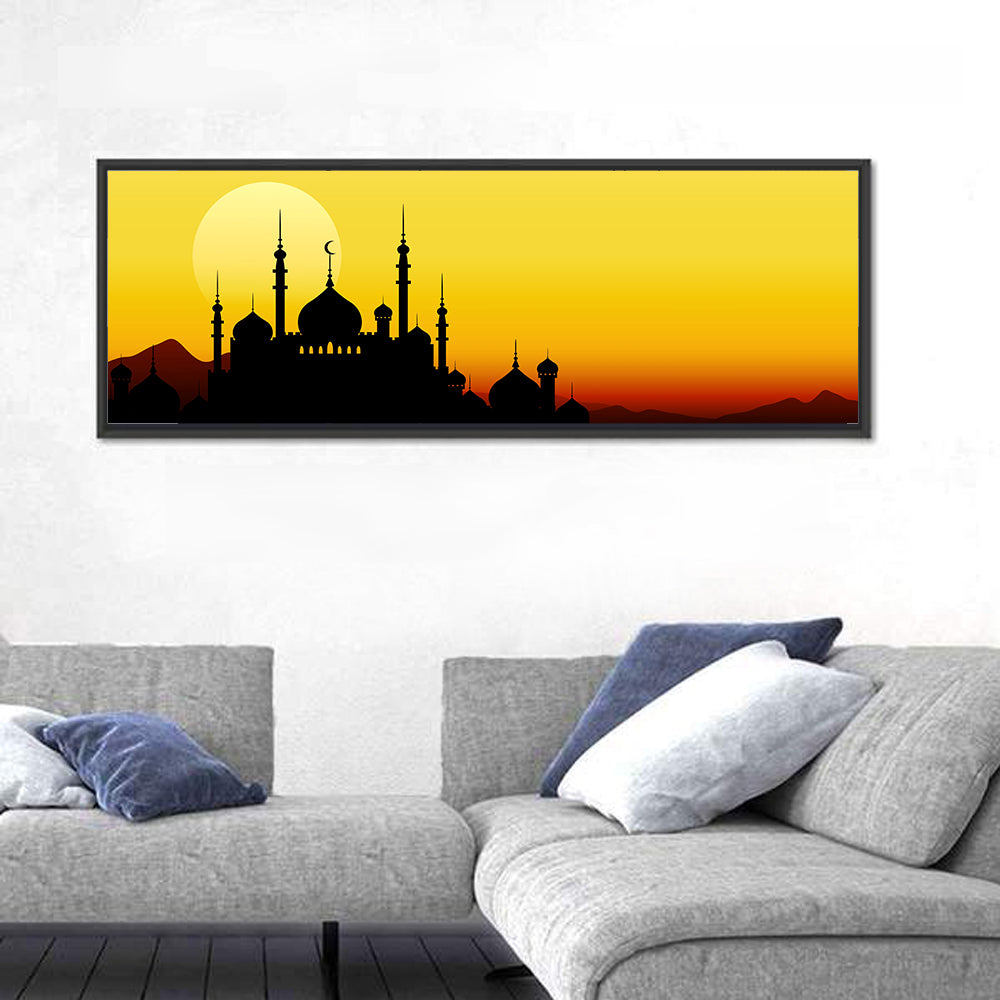 Moon Sighting Mosque Silhouette Wall Art