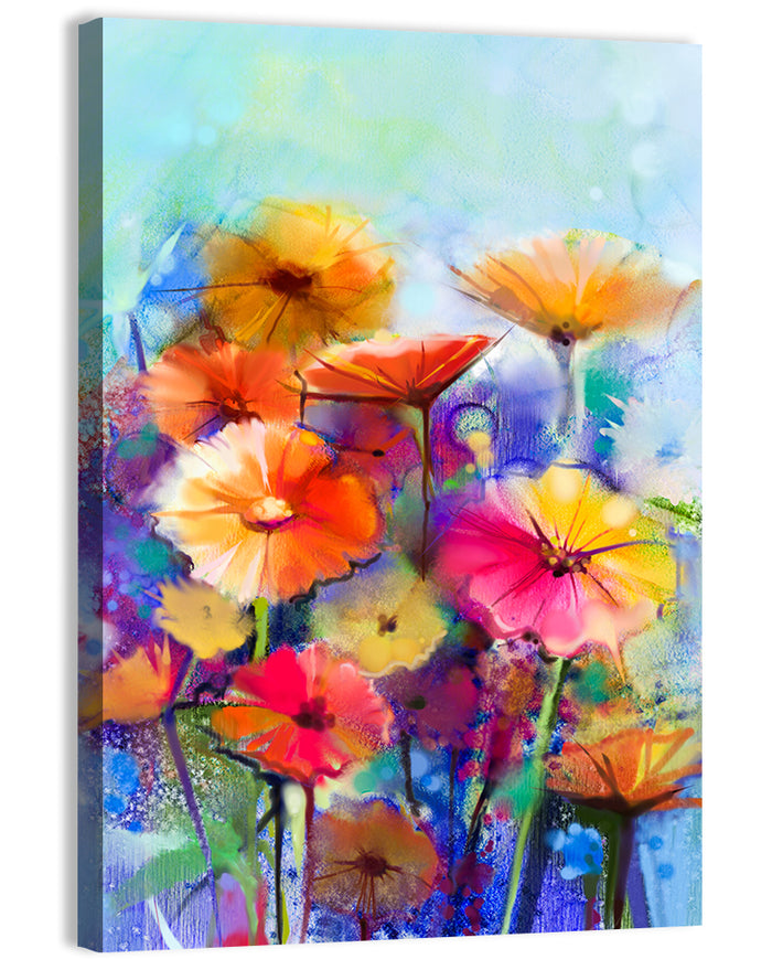 Vibrant Impressionist Flower Field Wall Art as a canvas print