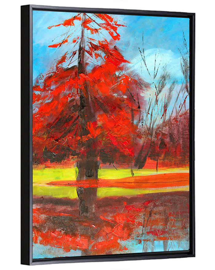 Autumn Reflection Tree Wall Art as a framed canvas