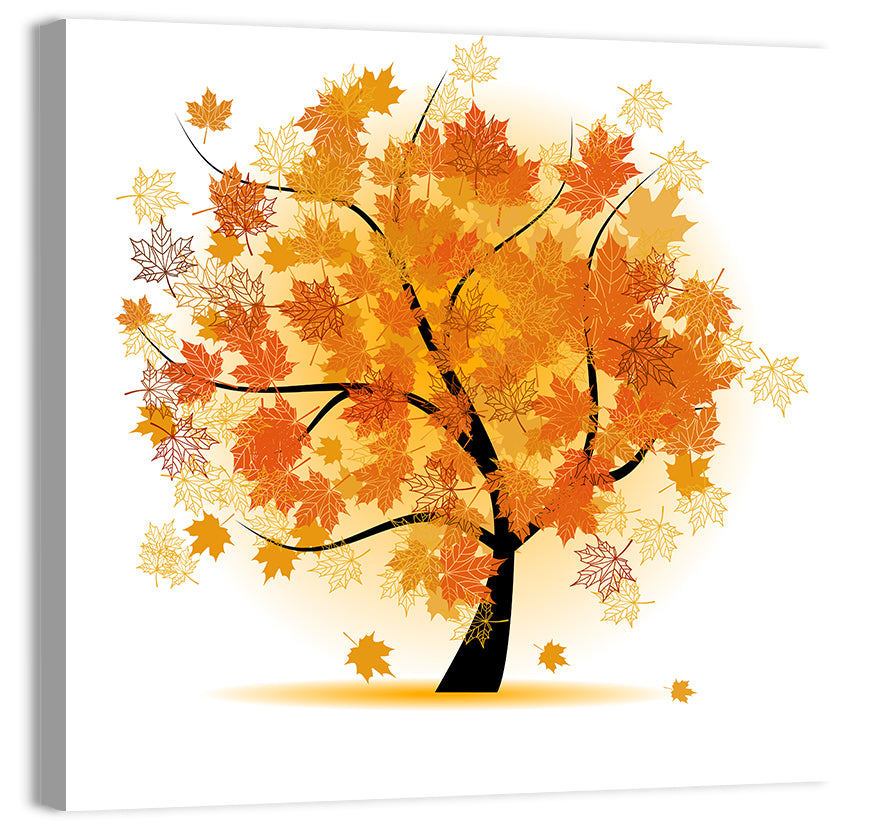 Maple Tree Illustration Wall Art, canvas print, square