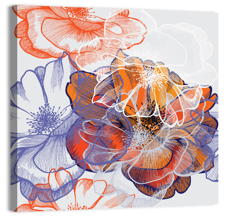 Layered Rose Collage Pattern Wall Art, canvas print, square