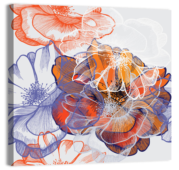 Layered Rose Collage Pattern Wall Art as a canvas print