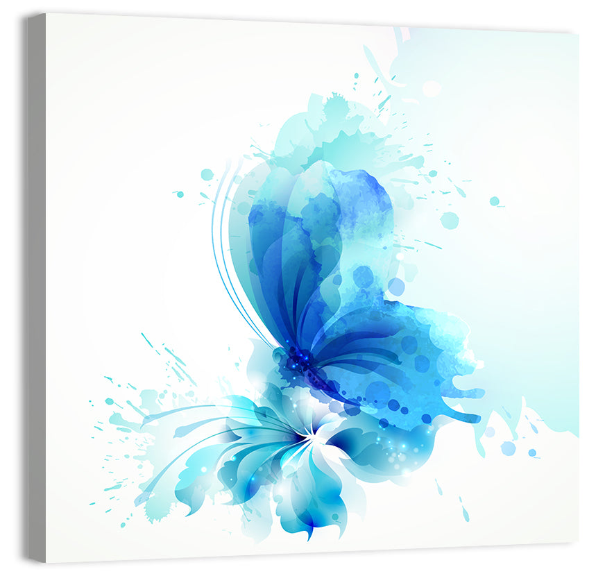 Blue Watercolor Butterfly Wall Art, canvas print, square