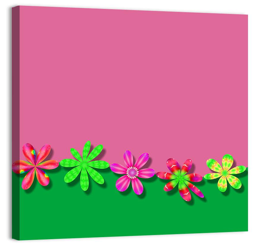 Fantasy Flowers Illustration Wall Art, canvas print, square