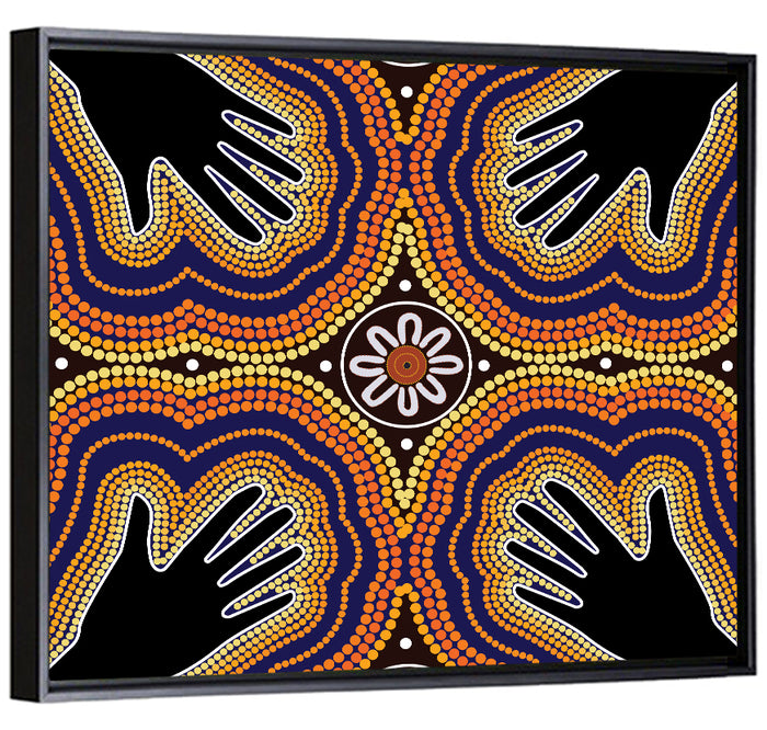 Dotted Hands Painting Wall Art as a framed canvas