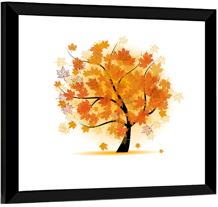 Maple Tree Illustration Wall Art as a framed print
