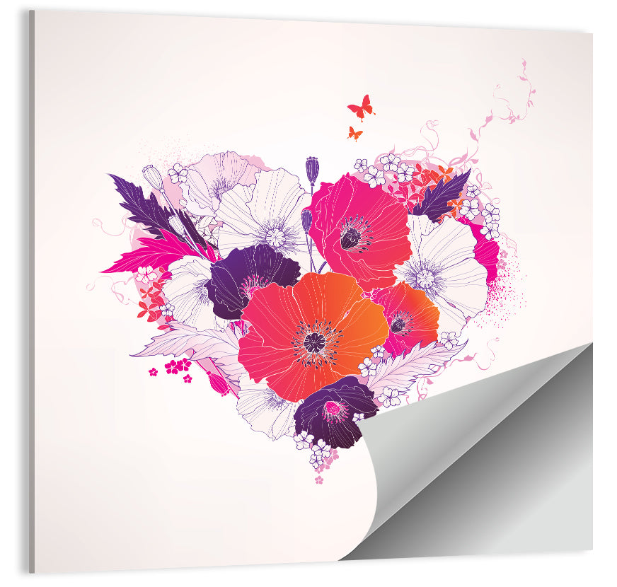 Poppy Heart Illustration Wall Art