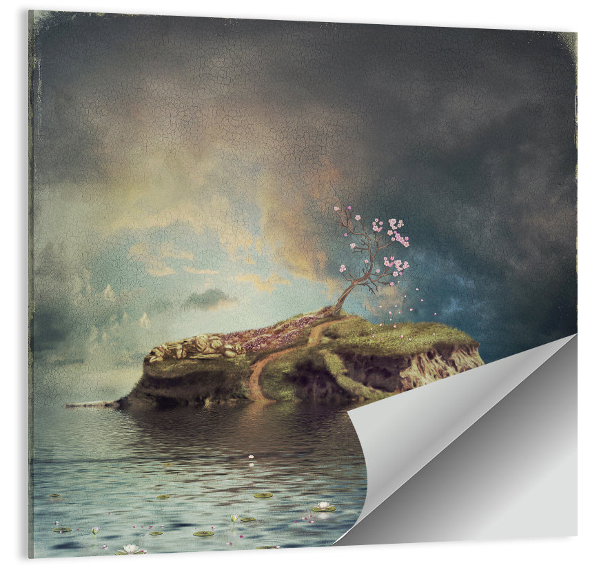 Cherry Blossom Island Reflection Wall Art
