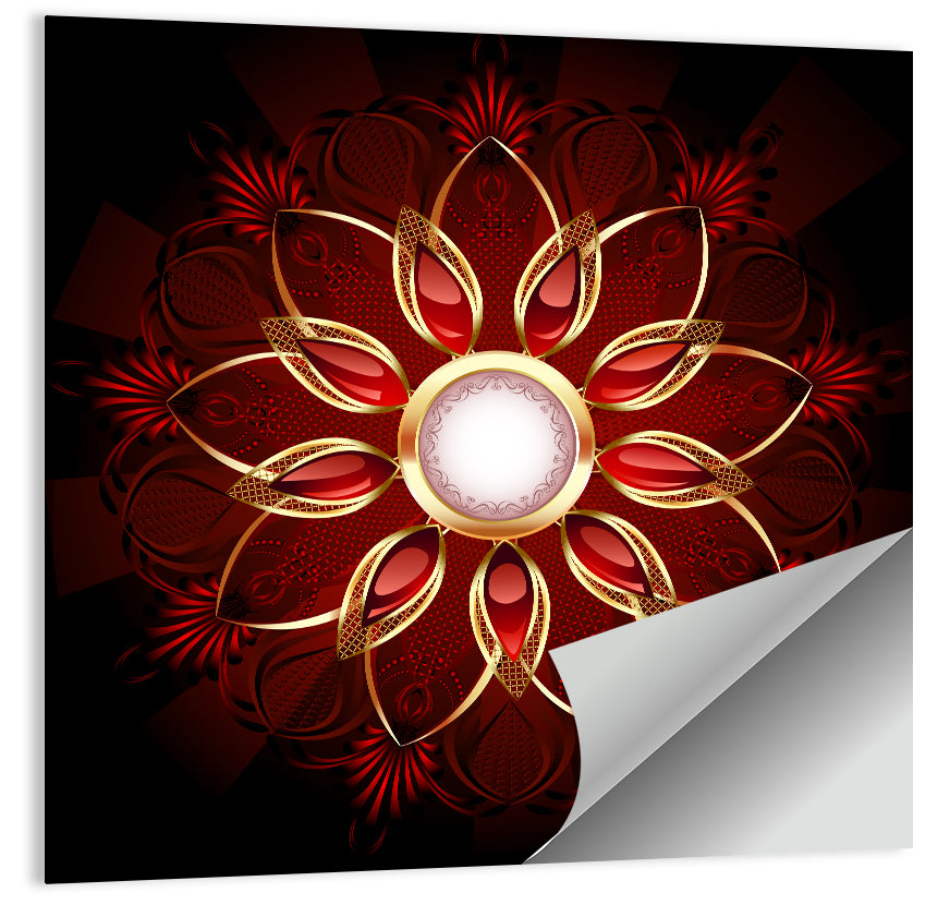 Ornamental Ruby Mandala Wall Art