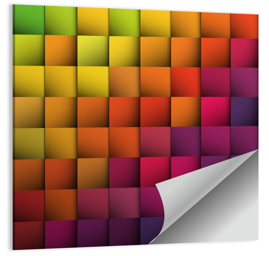 Vibrant Gradient Squares Grid Wall Art
