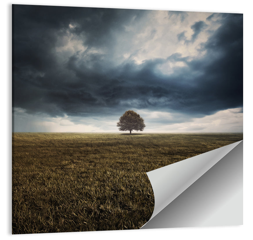 Lone Tree Under Storm Clouds Wall Art