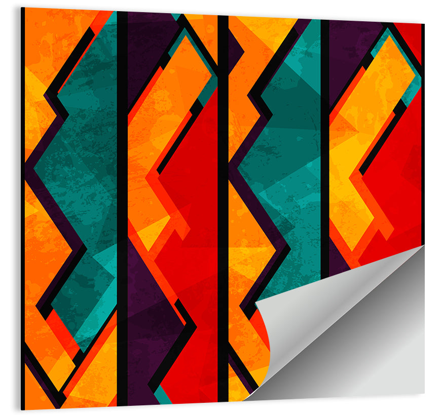 Four Panel African Geometric Pattern Wall Art