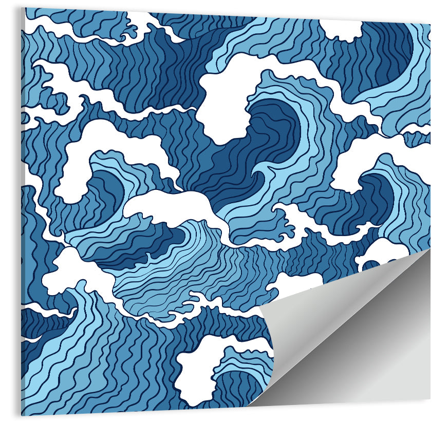 Blue Wave Seamless Pattern Wall Art