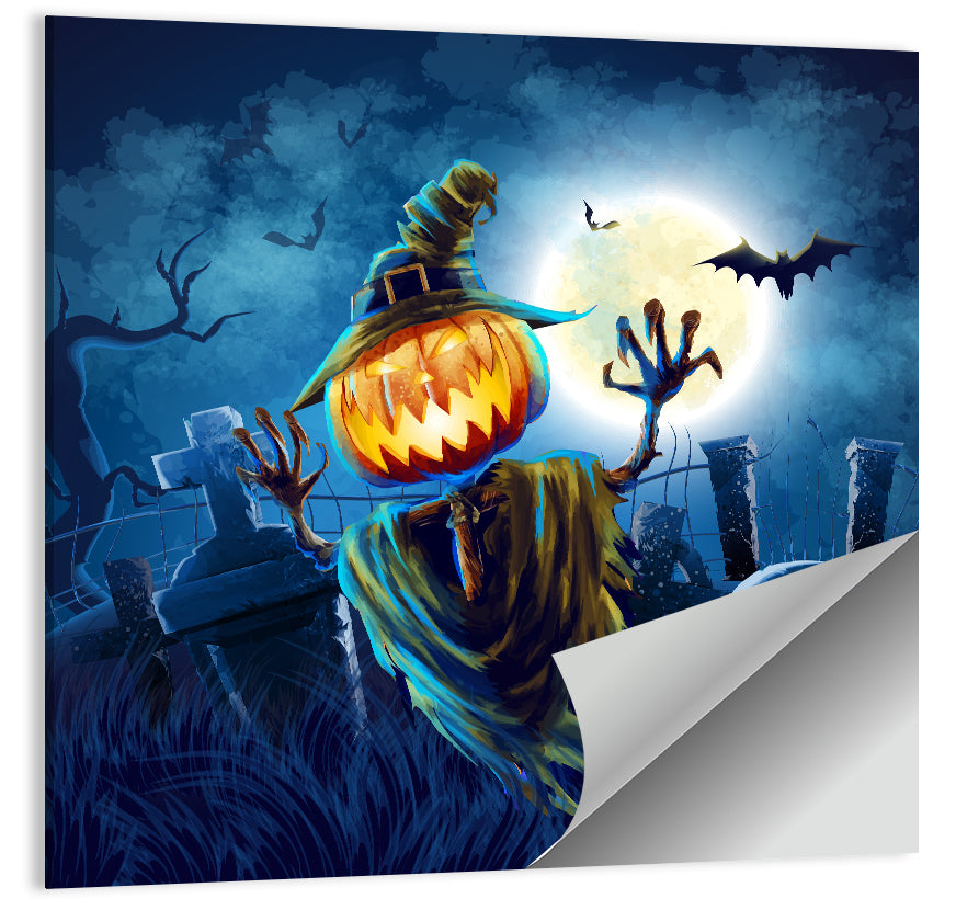 Moonlit Halloween Cemetery Wall Art