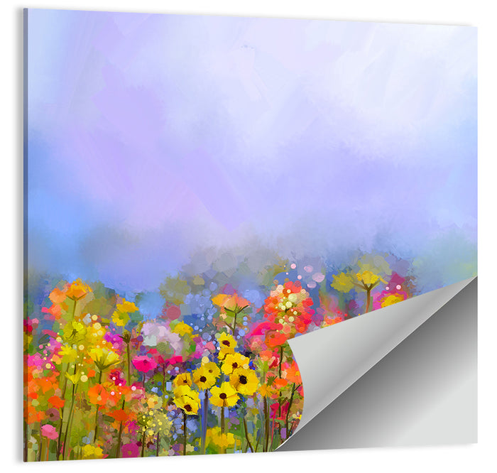 Wildflower Meadow Oil Painting Wall Art as a poster print