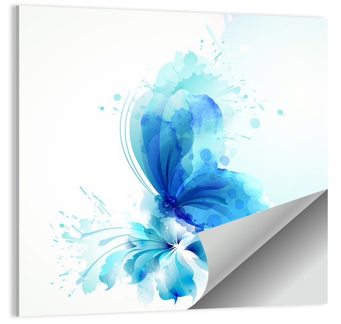 Blue Watercolor Butterfly Wall Art as a poster print