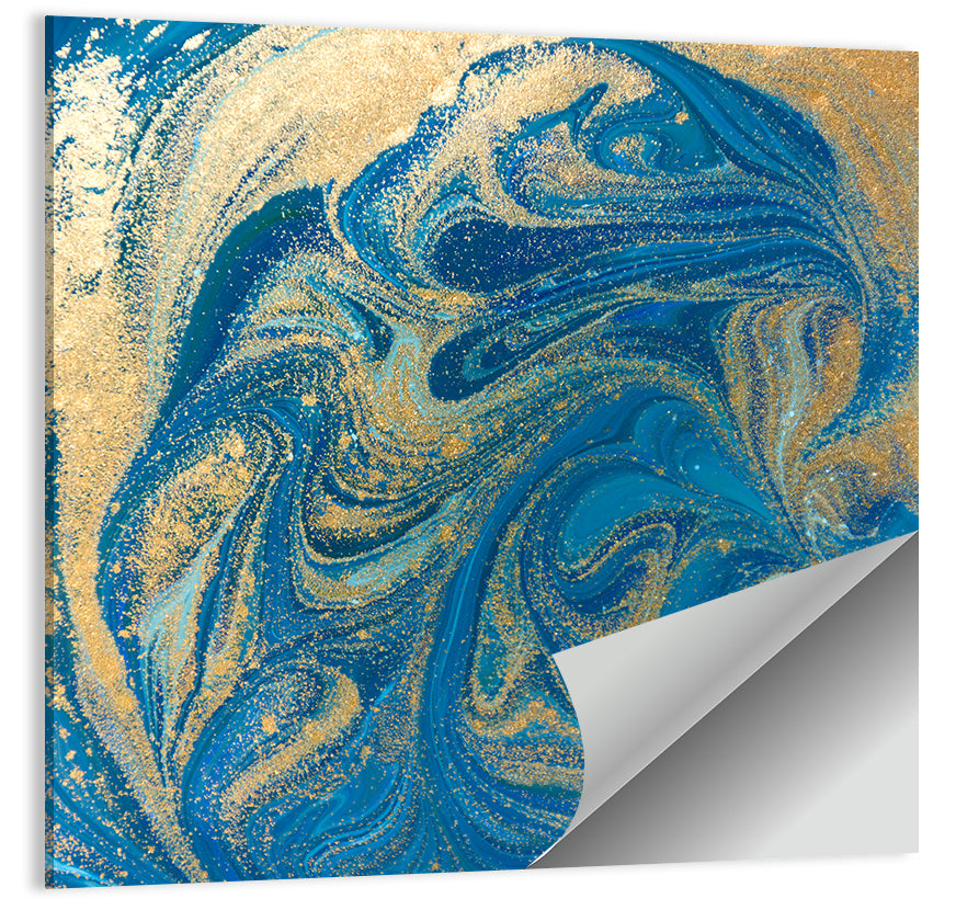 Hand Drawn Blue Marbling Texture Wall Art