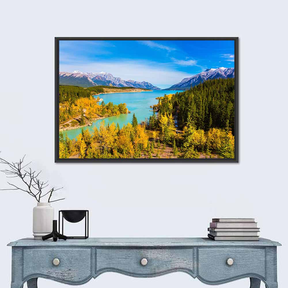 Abraham Lake Shoreline Wall Art in a room, landscape