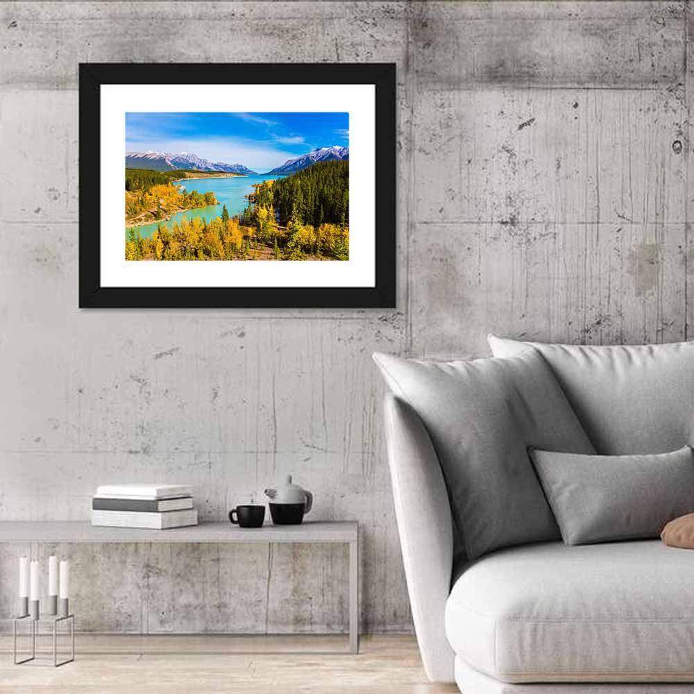 Abraham Lake Shoreline Wall Art in a room, landscape