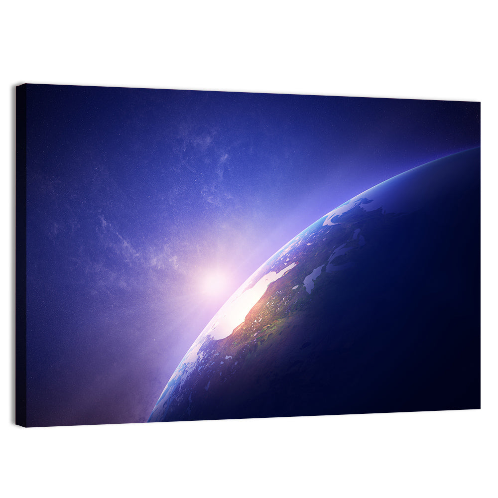 Glowing Sunrise Over North America Wall Art, canvas print, landscape