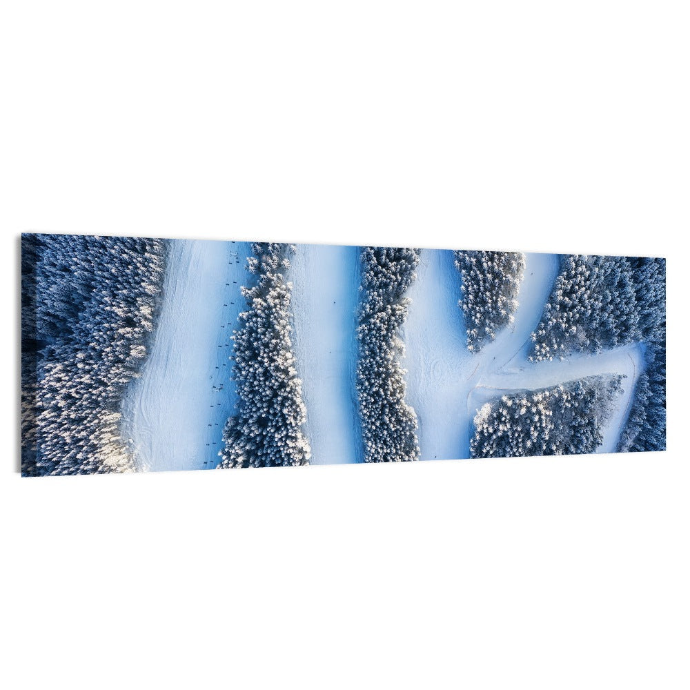 Ski Resort Pathways Wall Art, canvas print, panoramic